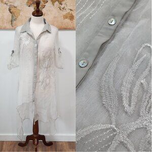 Sheer asymmetrical hemline shirt dress - Violet Ruby brand